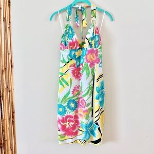 CACHE Tropical Floral Halter Dress 6